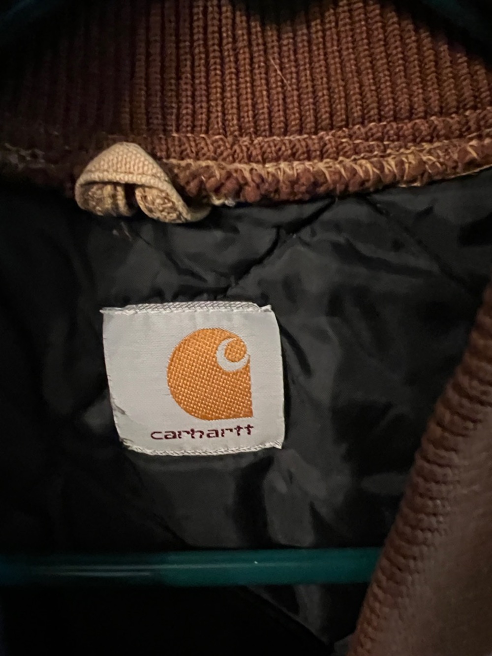Carhartt Cream Canvas Vest with Brown Ribbed Collar - Picture 2 of 4